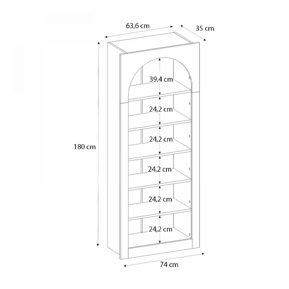 Βιβλιοθήκη Voila Megapap χρώμα λευκό 74x35x180εκ. | GP042-0314,1