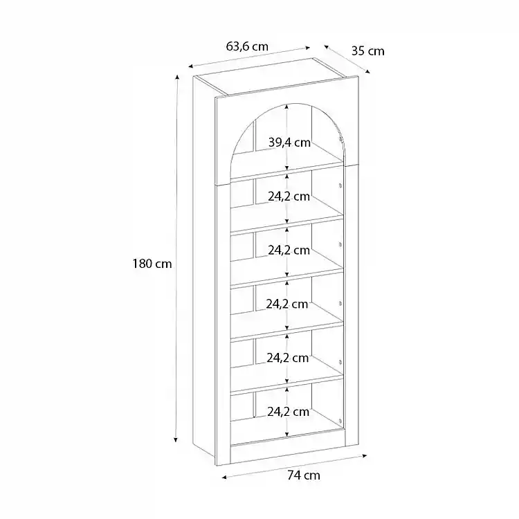 Βιβλιοθήκη Voila Megapap χρώμα sepet oak 74x35x180εκ. | GP042-0314,2