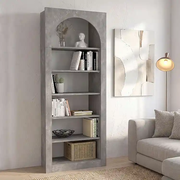 Βιβλιοθήκη Voila Megapap χρώμα γκρι σκυροδέματος 74x35x180εκ. | GP042-0314,3