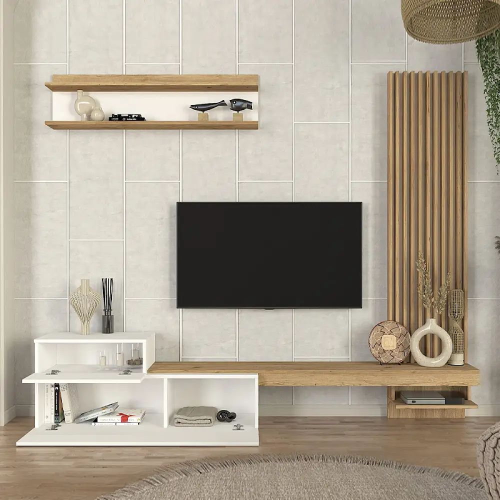 Σύνθεση τηλεόρασης Dumont Megapap χρώμα λευκό - sepet oak 240x36,8x200εκ. | GP042-0322,1