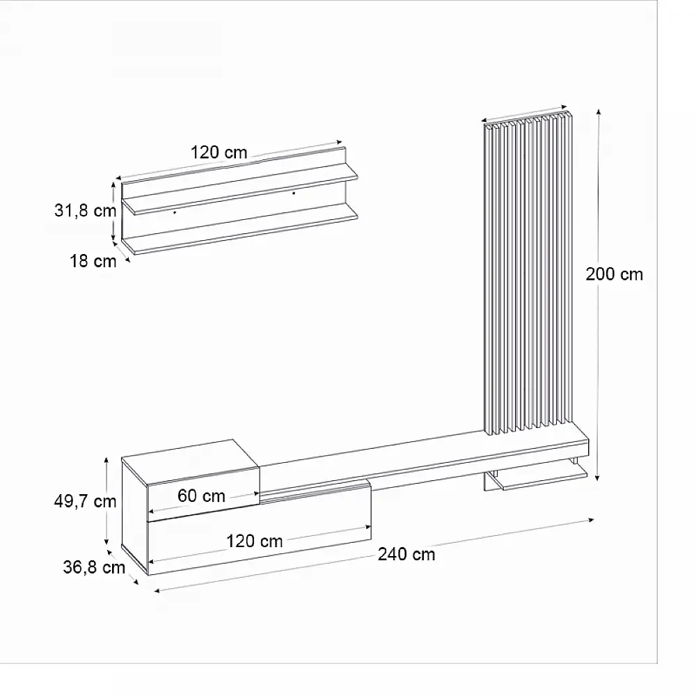 Σύνθεση τηλεόρασης Dumont Megapap χρώμα ανθρακί - sepet oak 240x36,8x200εκ. - GP042-0322,2 Σύνθεση τηλεόρασης Dumont Megapap χρώμα ανθρακί - sepet oak 240x36,8x200εκ. - GP042-0322,2