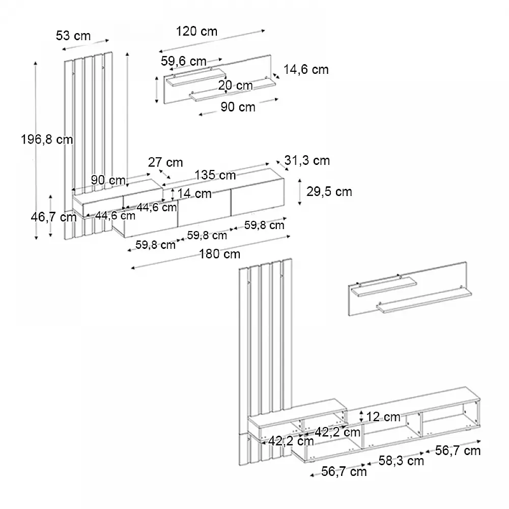 Σύνθεση τηλεόρασης Rosaline Megapap χρώμα ανθρακί - sepet oak 233x31,3x196,8εκ. - GP042-0324,2 Σύνθεση τηλεόρασης Rosaline Megapap χρώμα ανθρακί - sepet oak 233x31,3x196,8εκ. - GP042-0324,2