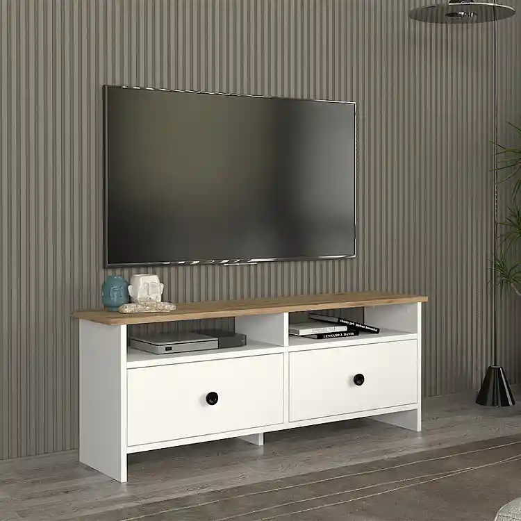 Έπιπλο τηλεόρασης Gradias Megapap χρώμα λευκό - sapphire oak 120x29,6x46,8εκ. | GP042-0327,1
