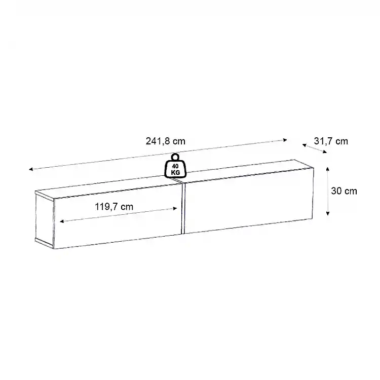 Έπιπλο τηλεόρασης επιτοίχιο Espanse Megapap χρώμα sapphire oak 241,8x31,7x30εκ. | GP042-0328,4