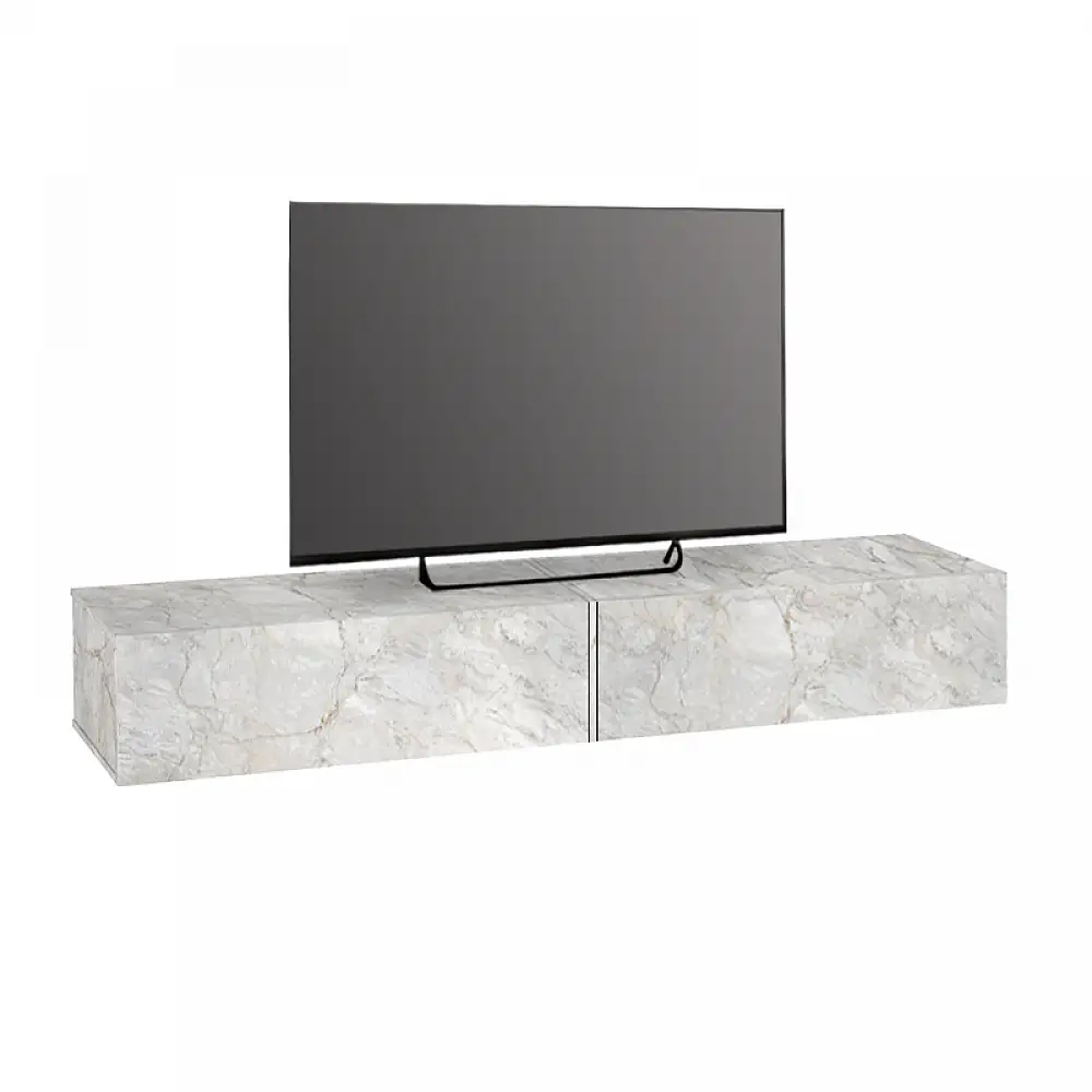Έπιπλο τηλεόρασης επιτοίχιο Espanse Megapap χρώμα λευκό εφέ μαρμάρου 241,8x31,7x30εκ. | GP042-0328,5