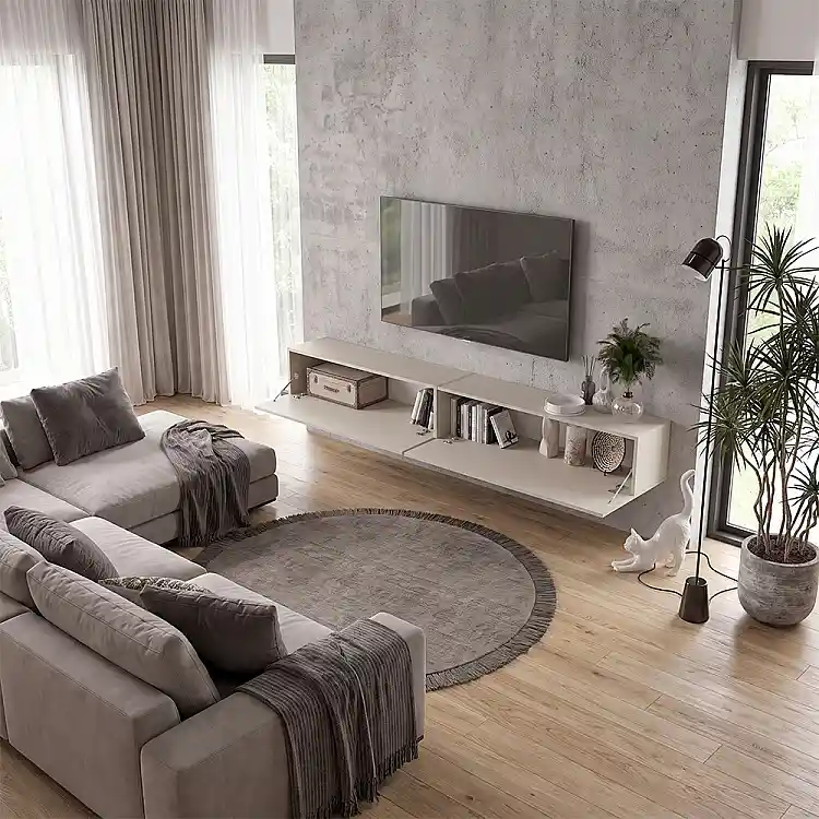 Έπιπλο τηλεόρασης επιτοίχιο Espanse Megapap χρώμα sandstone 241,8x31,7x30εκ. | GP042-0328,8