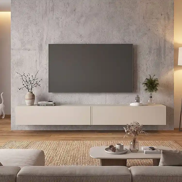 Έπιπλο τηλεόρασης επιτοίχιο Espanse Megapap χρώμα sandstone 241,8x31,7x30εκ. | GP042-0328,8