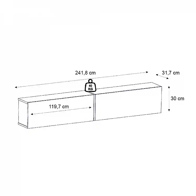 Έπιπλο τηλεόρασης επιτοίχιο Espanse Megapap χρώμα sandstone 241,8x31,7x30εκ. | GP042-0328,8