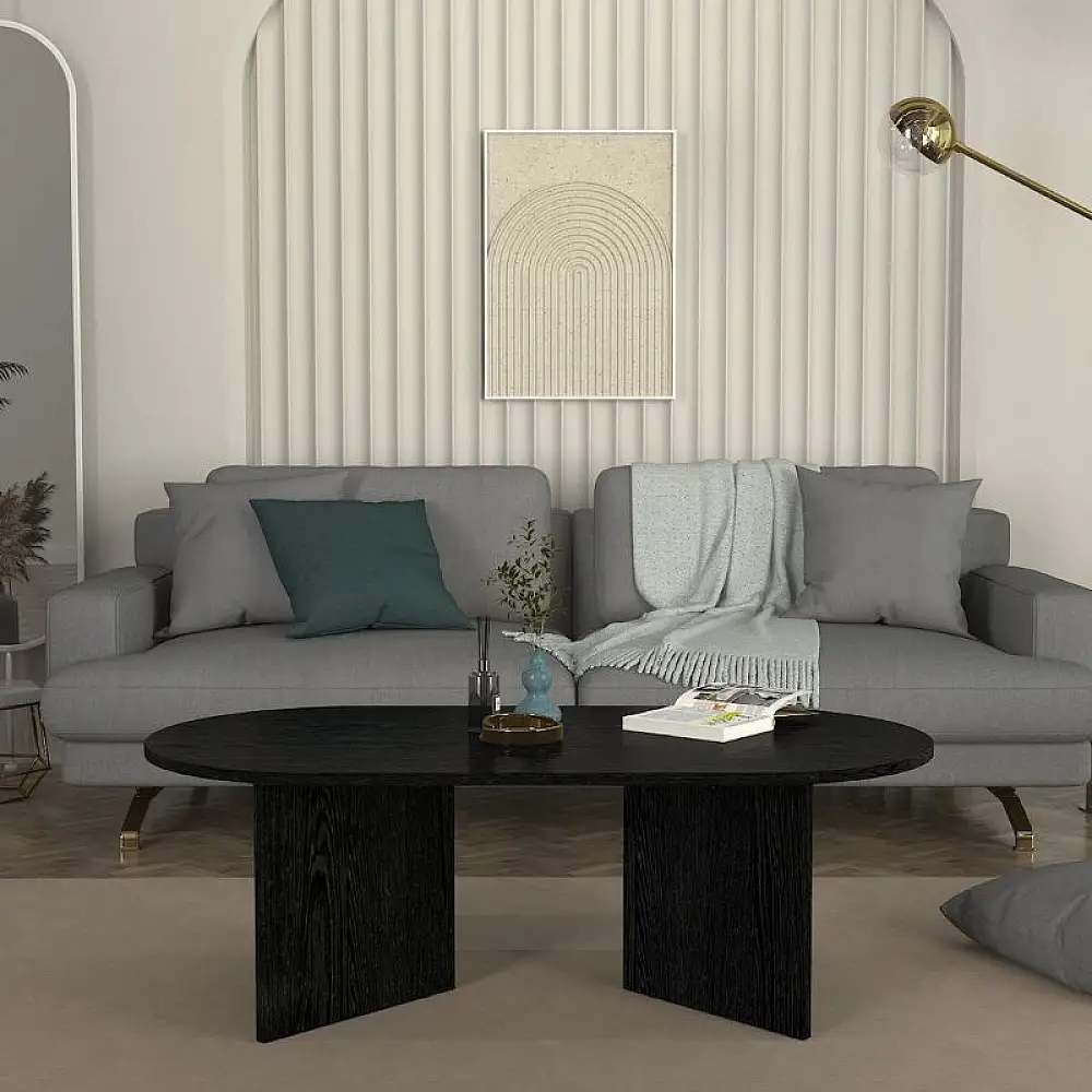 Τραπεζάκι σαλονιού Cortado Megapap χρώμα sencron black 120x60x39,6εκ. | GP042-0329,5