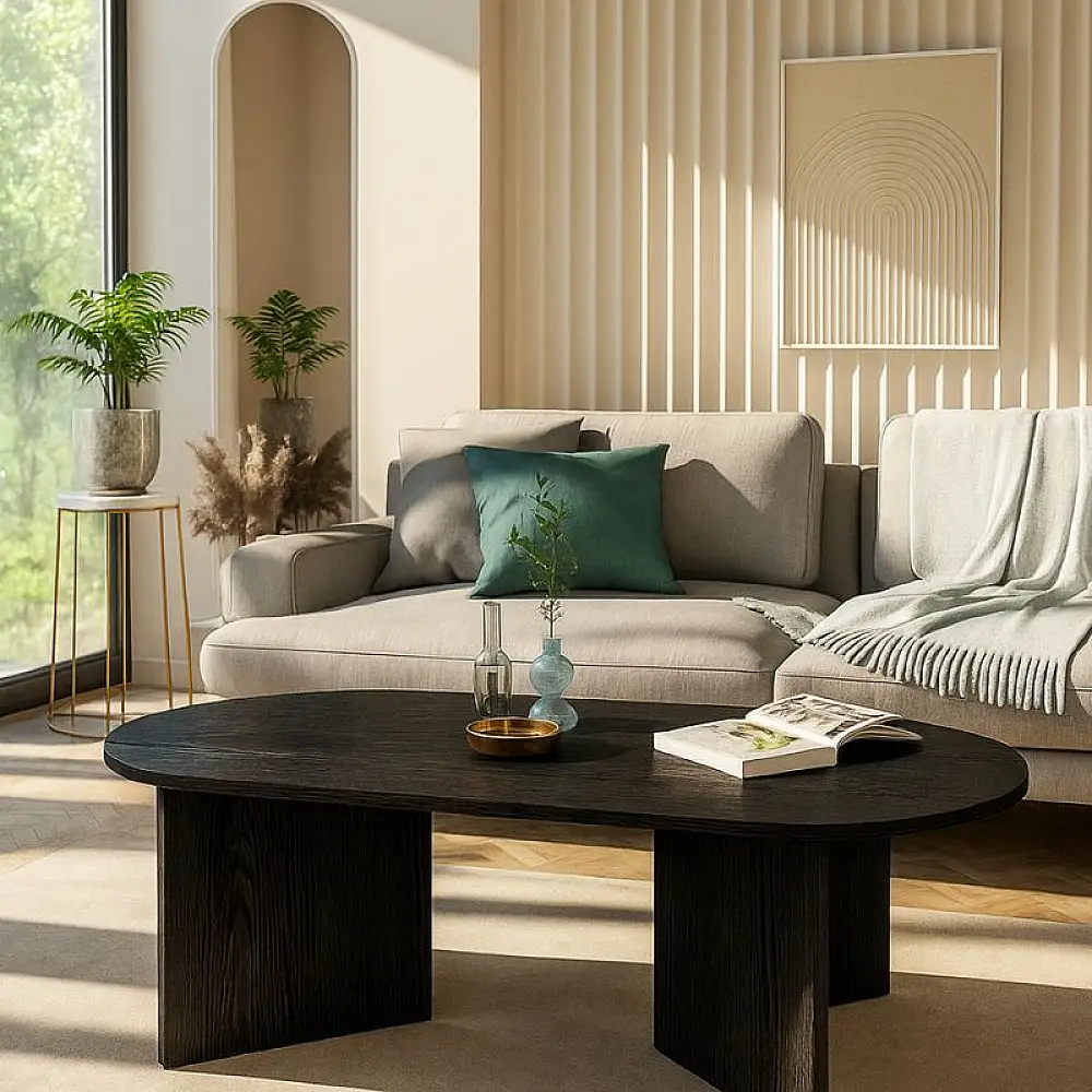 Τραπεζάκι σαλονιού Cortado Megapap χρώμα sencron black 120x60x39,6εκ. | GP042-0329,5