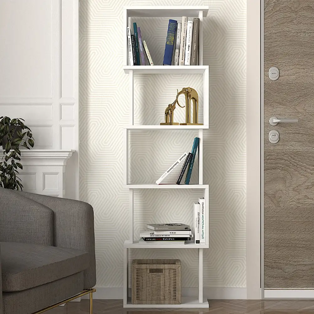 Βιβλιοθήκη Alvina Megapap χρώμα λευκό 45x19,6x158,8εκ. | GP042-0330,1