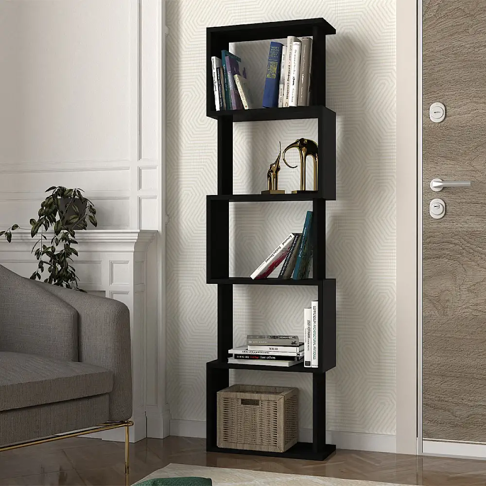 Βιβλιοθήκη Alvina Megapap χρώμα μαύρο 45x19,6x158,8εκ. | GP042-0330,2