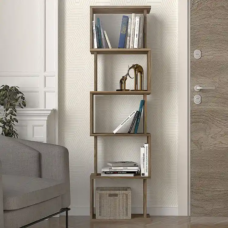 Βιβλιοθήκη Alvina Megapap χρώμα καρυδί 45x19,6x158,8εκ. | GP042-0330,5