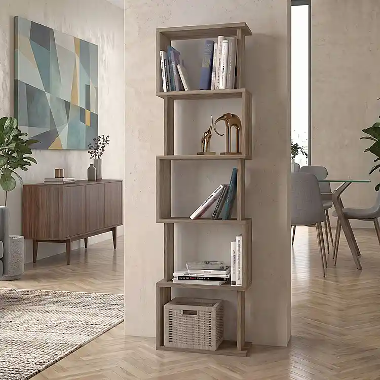 Βιβλιοθήκη Alvina Megapap χρώμα καρυδί 45x19,6x158,8εκ. | GP042-0330,5