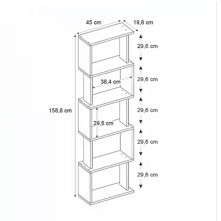 Βιβλιοθήκη Alvina Megapap χρώμα καρυδί 45x19,6x158,8εκ. | GP042-0330,5