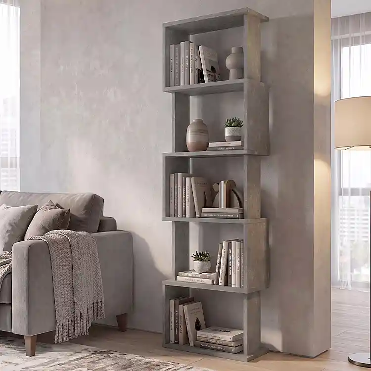 Βιβλιοθήκη Alvina Megapap χρώμα γκρι σκυροδέματος 45x19,6x158,8εκ. | GP042-0330,6