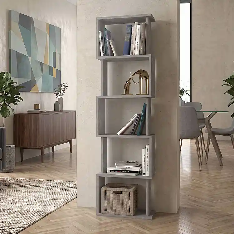 Βιβλιοθήκη Alvina Megapap χρώμα γκρι σκυροδέματος 45x19,6x158,8εκ. | GP042-0330,6