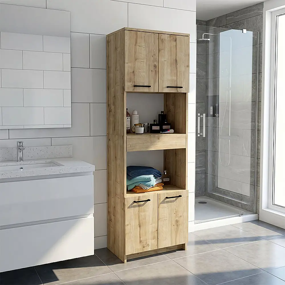 Ντουλάπι κουζίνας - μπάνιου Alvento Megapap χρώμα sapphire oak 60x42x180εκ. | GP042-0331,2