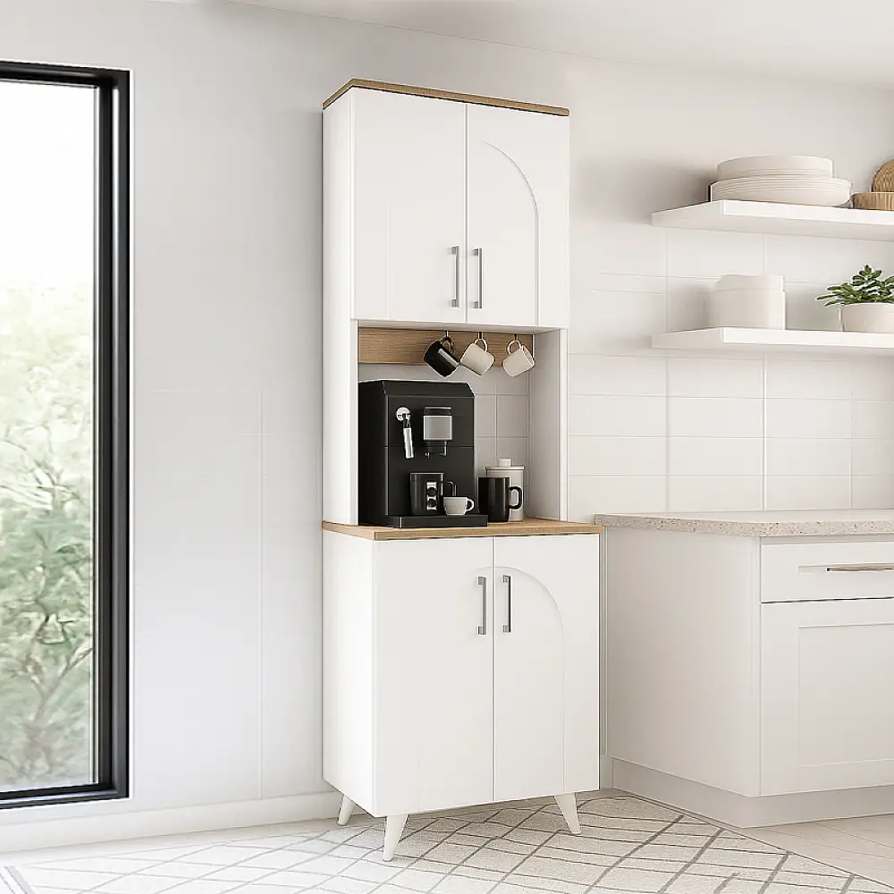 Έπιπλο κουζίνας Kalira 2 Megapap χρώμα λευκό - rota oak 60x40x196εκ. | GP042-0335,1