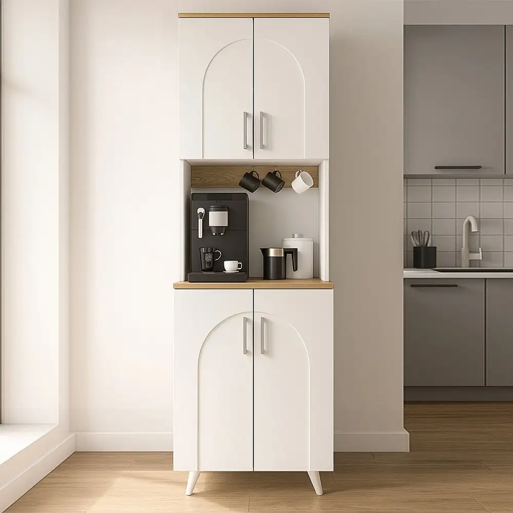 Έπιπλο κουζίνας Kalira 2 Megapap χρώμα λευκό - rota oak 60x40x196εκ. | GP042-0335,1