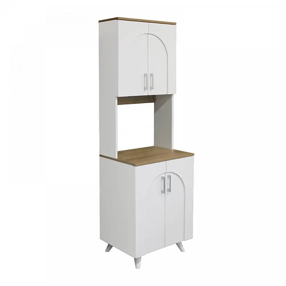 Έπιπλο κουζίνας Kalira 2 Megapap χρώμα λευκό - rota oak 60x40x196εκ. | GP042-0335,1