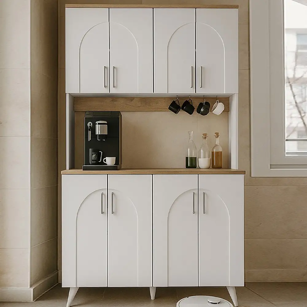 Έπιπλο κουζίνας Kalira 4 Megapap χρώμα λευκό - rota oak 120x40x196εκ. | GP042-0336,1