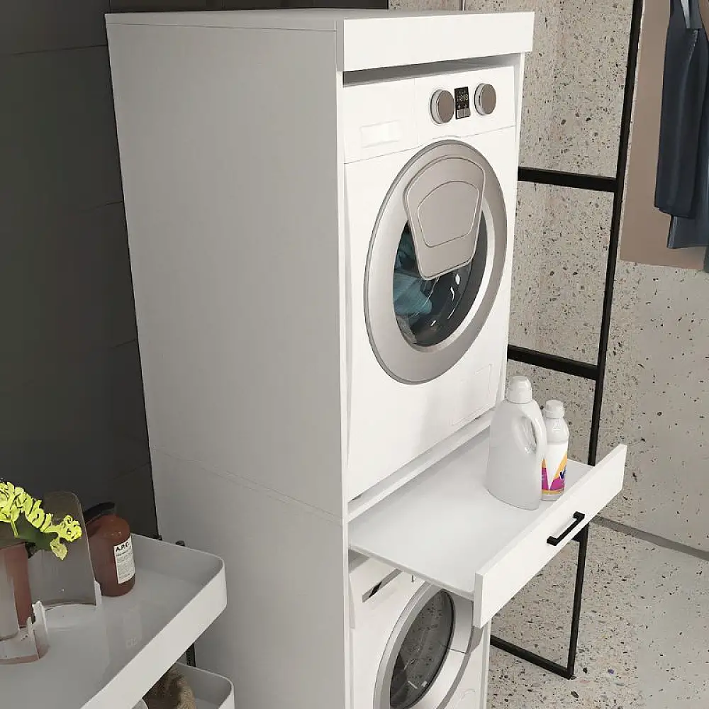 Έπιπλο πλυντηρίου - στεγνωτηρίου Fika Megapap χρώμα λευκό 67x61,8x198,5εκ. | GP042-0338,1