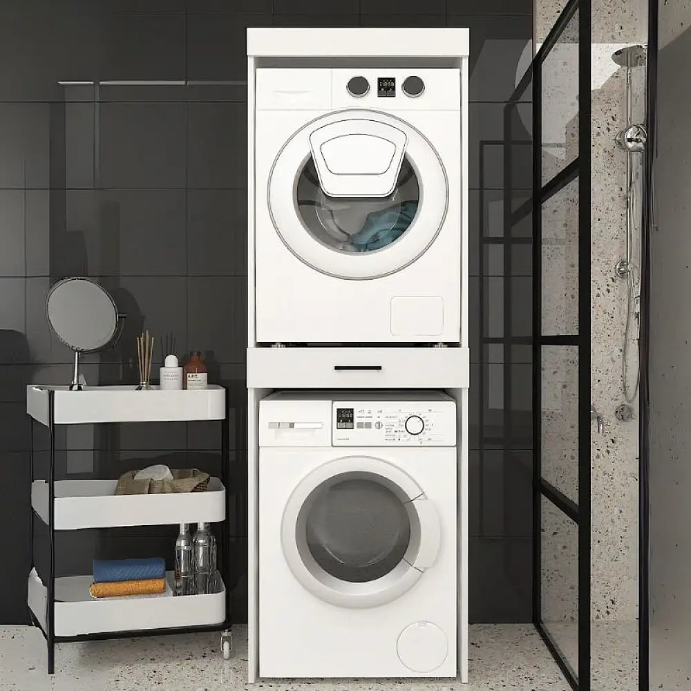 Έπιπλο πλυντηρίου - στεγνωτηρίου Fika Megapap χρώμα λευκό 67x61,8x198,5εκ. | GP042-0338,1