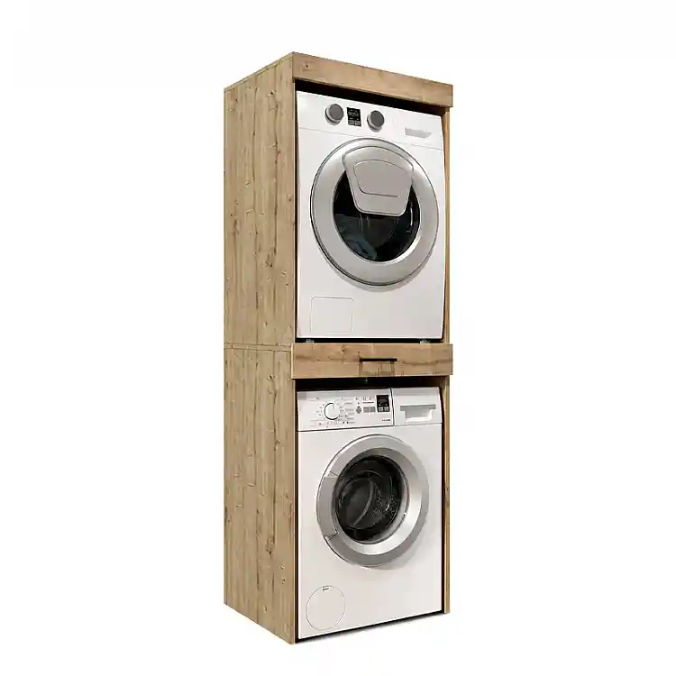 Έπιπλο πλυντηρίου - στεγνωτηρίου Fika Megapap χρώμα sapphire oak 67x61,8x198,5εκ. | GP042-0338,2