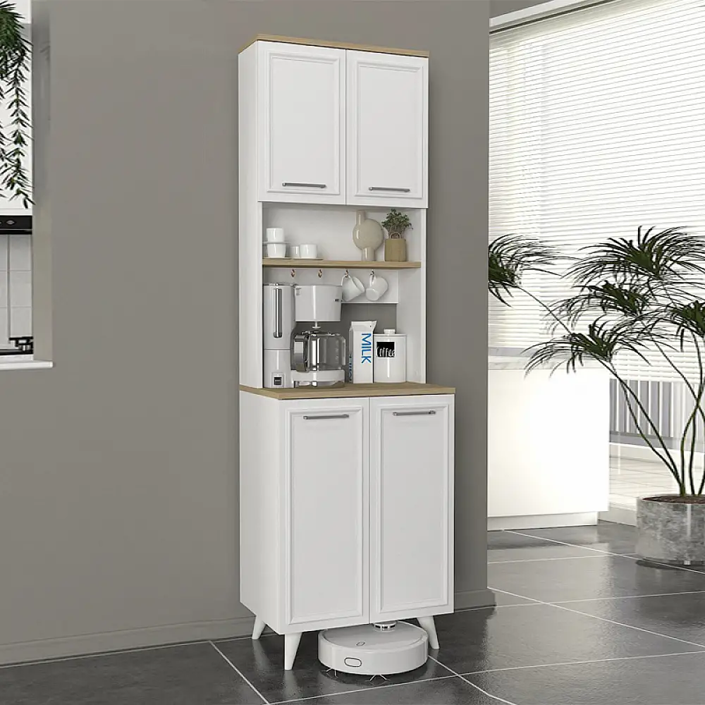 Έπιπλο κουζίνας Potter 2 Megapap χρώμα λευκό - rota oak 60x40x196,1εκ. | GP042-0340,1