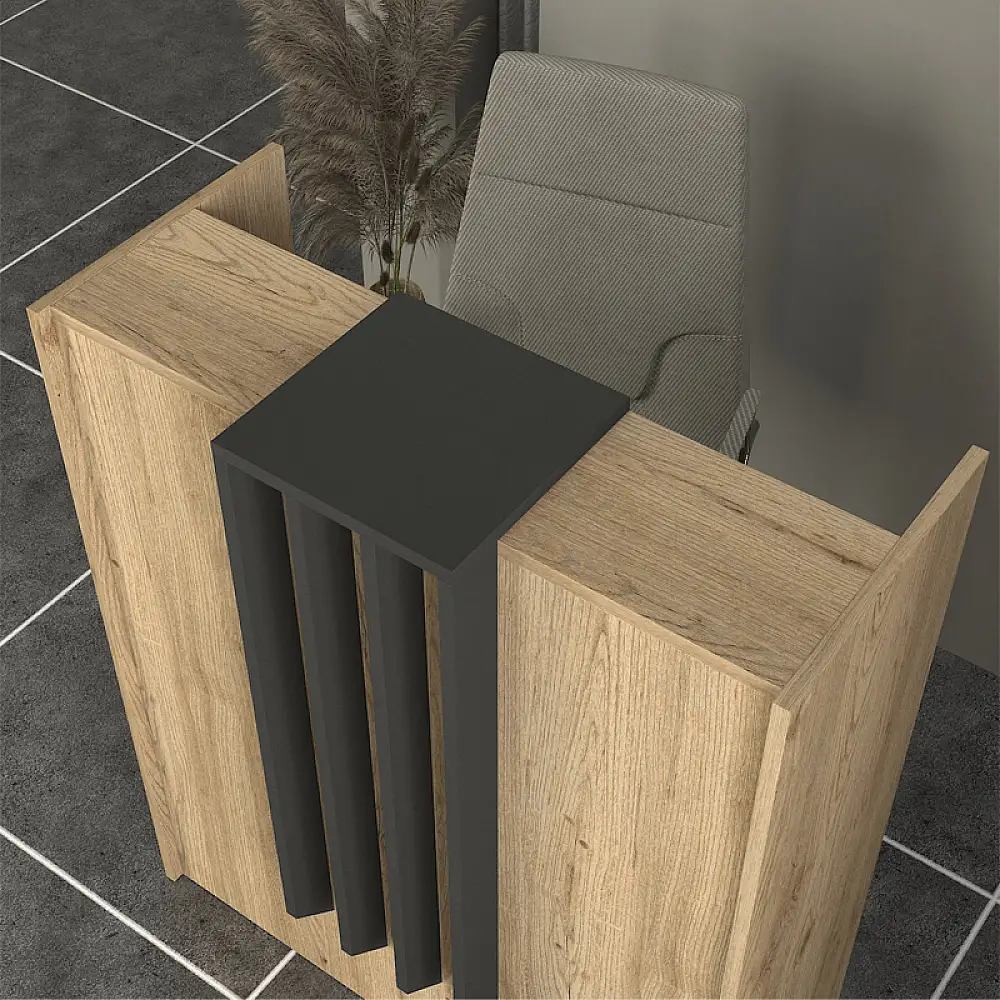 Γραφείο υποδοχής - reception Hola Megapap χρώμα sepet oak - ανθρακί 93,6x45,2x110,3εκ. | GP042-0344,2
