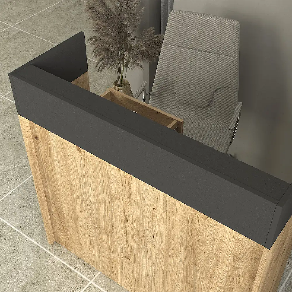 Γραφείο υποδοχής - reception Wilko Megapap με LED χρώμα sepet oak - ανθρακί 113,6x42x110εκ. | GP042-0345,1