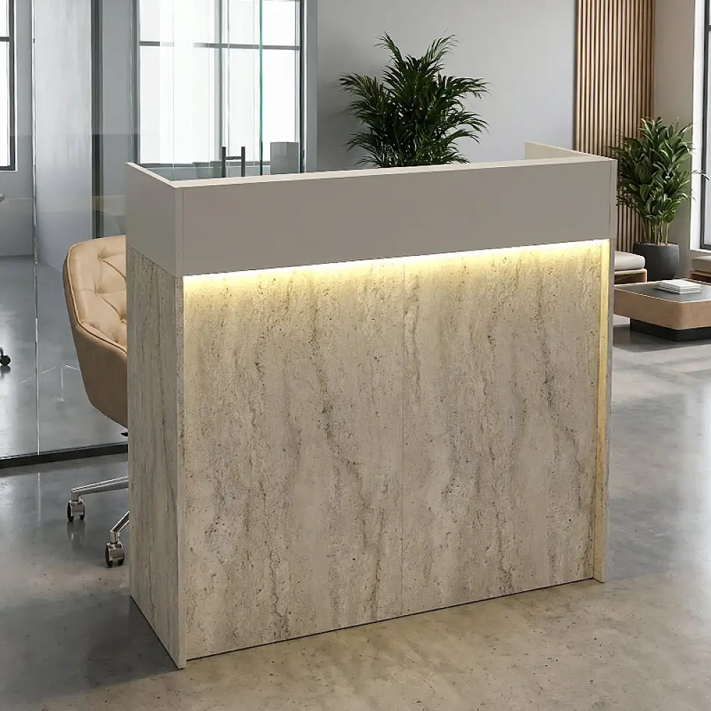 Γραφείο υποδοχής - reception Wilko Megapap με LED χρώμα travertine - sandstone 113,6x42x110εκ. | GP042-0345,3