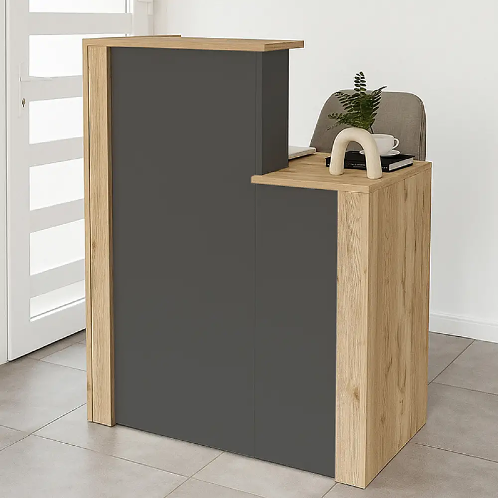 Γραφείο υποδοχής - reception Enter Megapap χρώμα sepet oak - ανθρακί 86,9x40x110,3εκ. | GP042-0346,1
