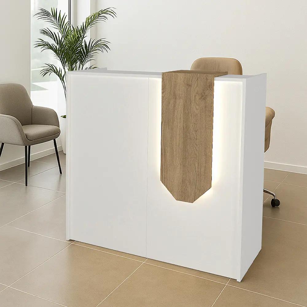 Γραφείο υποδοχής - reception Navita Megapap με LED χρώμα λευκό - sepet oak 113,6x42x111,8εκ. | GP042-0348,2