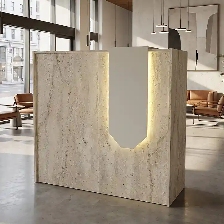 Γραφείο υποδοχής - reception Navita Megapap με LED χρώμα travertine - sandstone 113,6x42x111,8εκ. | GP042-0348,3