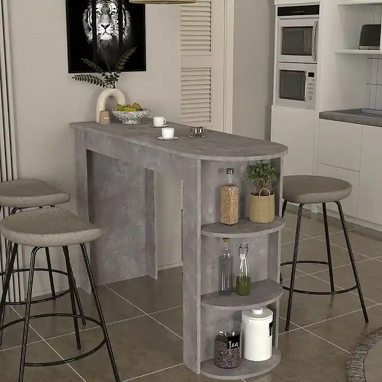 Τραπέζι μπαρ Vigne Megapap χρώμα γκρι σκυροδέματος 150x51,6x101,8εκ. | GP042-0356,3