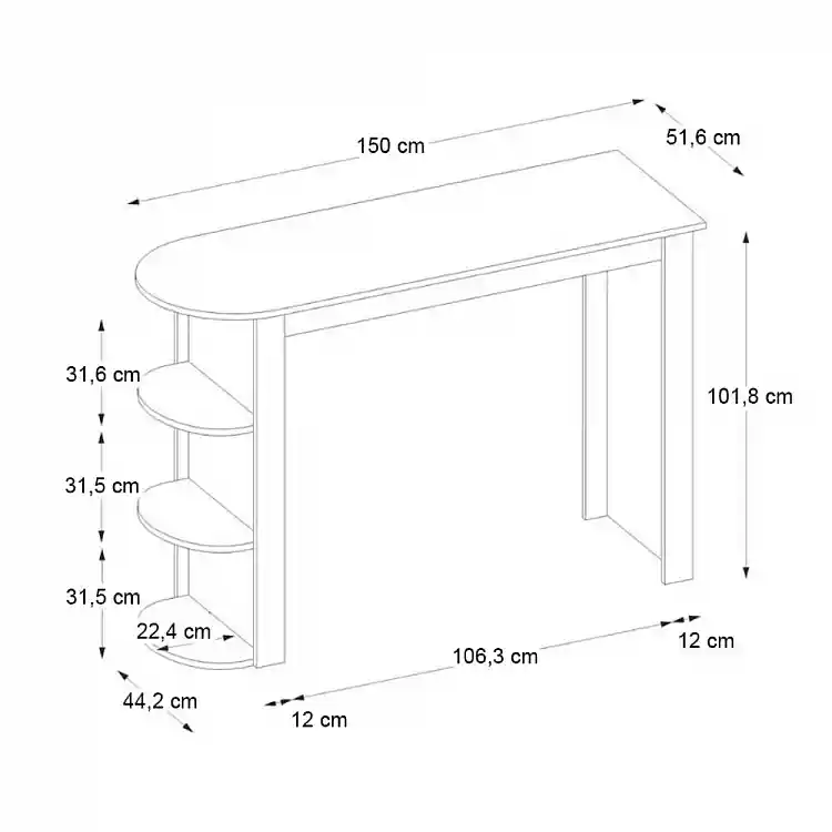 Τραπέζι μπαρ Vigne Megapap χρώμα γκρι σκυροδέματος 150x51,6x101,8εκ. | GP042-0356,3