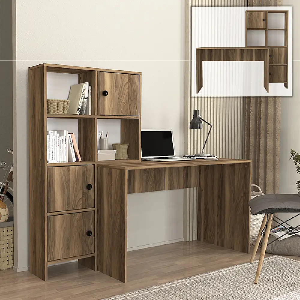 Γραφείο εργασίας Lesya Megapap αναστρέψιμο χρώμα καρυδί 159,2x59,6x141,2εκ. | GP042-0357,1