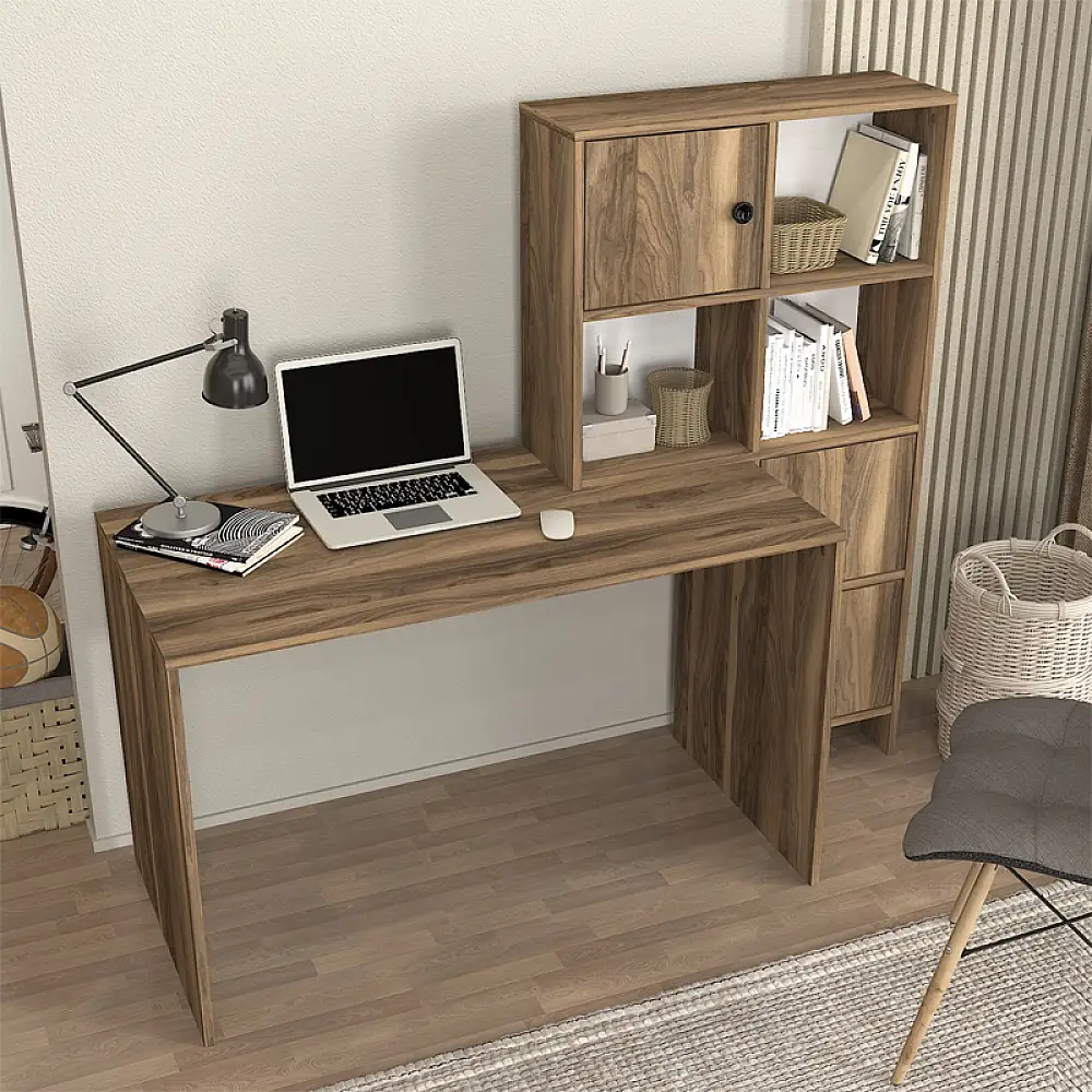 Γραφείο εργασίας Lesya Megapap αναστρέψιμο χρώμα καρυδί 159,2x59,6x141,2εκ. | GP042-0357,1