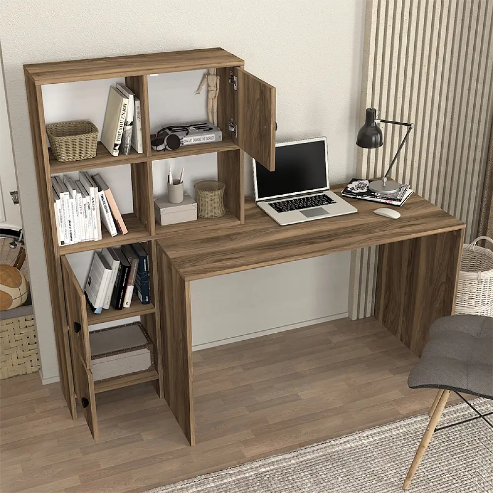 Γραφείο εργασίας Lesya Megapap αναστρέψιμο χρώμα καρυδί 159,2x59,6x141,2εκ. | GP042-0357,1