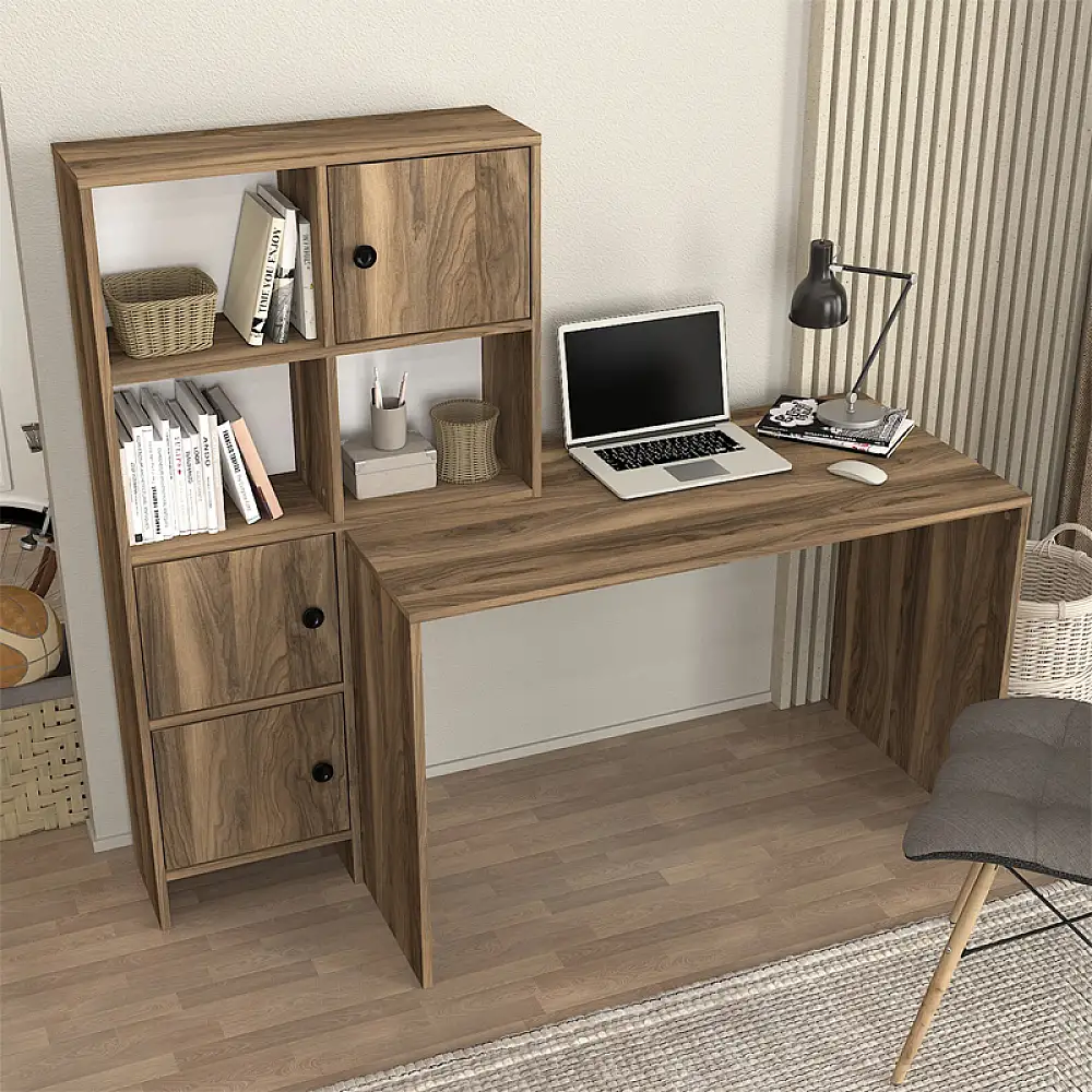 Γραφείο εργασίας Lesya Megapap αναστρέψιμο χρώμα καρυδί 159,2x59,6x141,2εκ. | GP042-0357,1