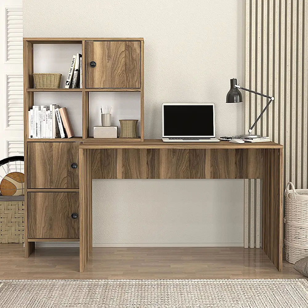 Γραφείο εργασίας Lesya Megapap αναστρέψιμο χρώμα καρυδί 159,2x59,6x141,2εκ. | GP042-0357,1