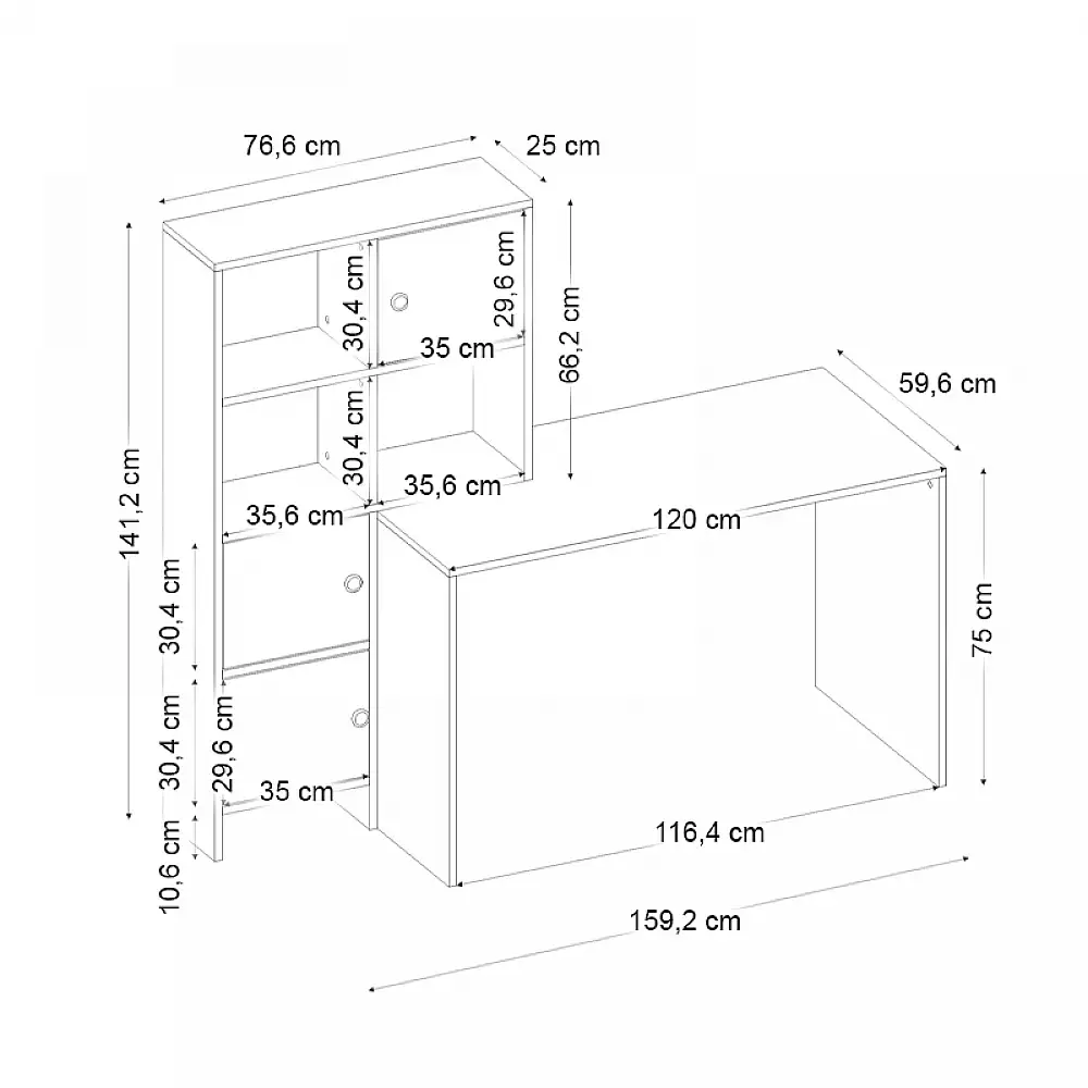 Γραφείο εργασίας Lesya Megapap αναστρέψιμο χρώμα καρυδί 159,2x59,6x141,2εκ. | GP042-0357,1