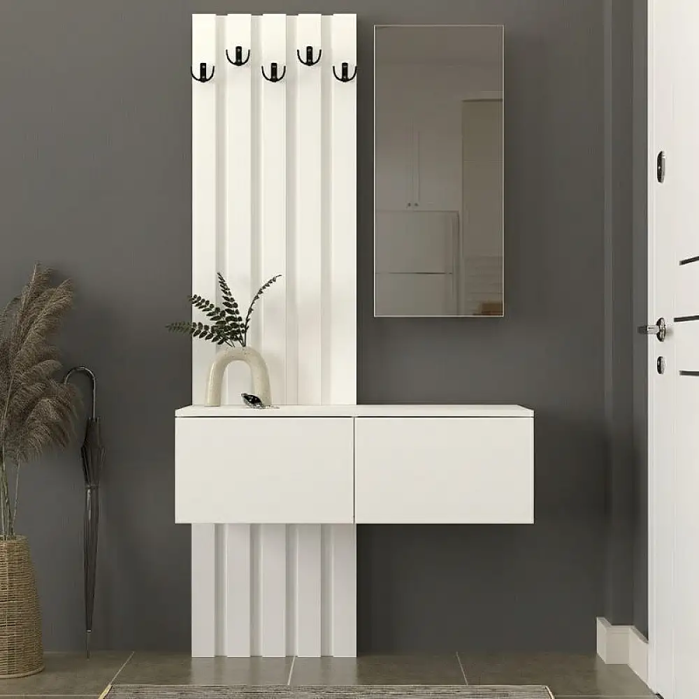 Έπιπλο εισόδου Kanso Megapap χρώμα λευκό 100x35x196,7εκ. | GP042-0358,2