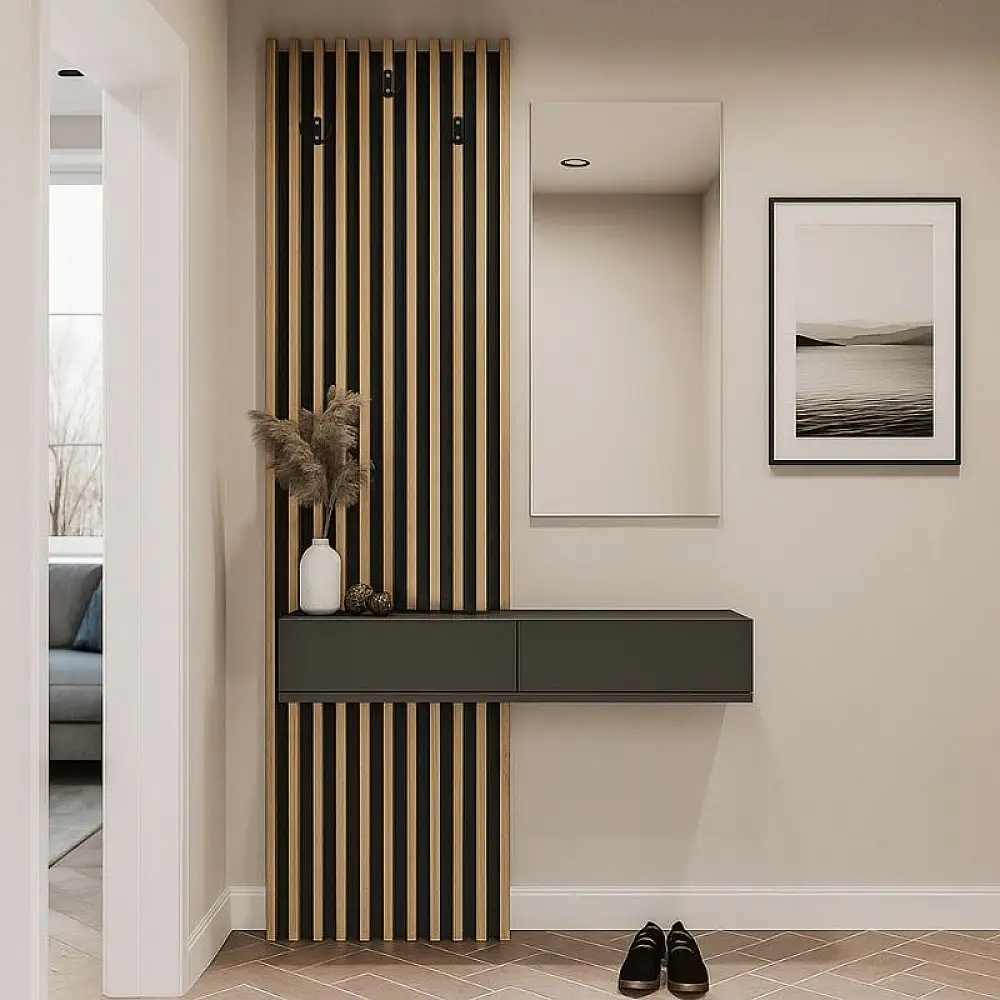 Έπιπλο εισόδου Elois Megapap χρώμα ανθρακί - sepet oak 96,6x26,8x195,5εκ. | GP042-0359,1