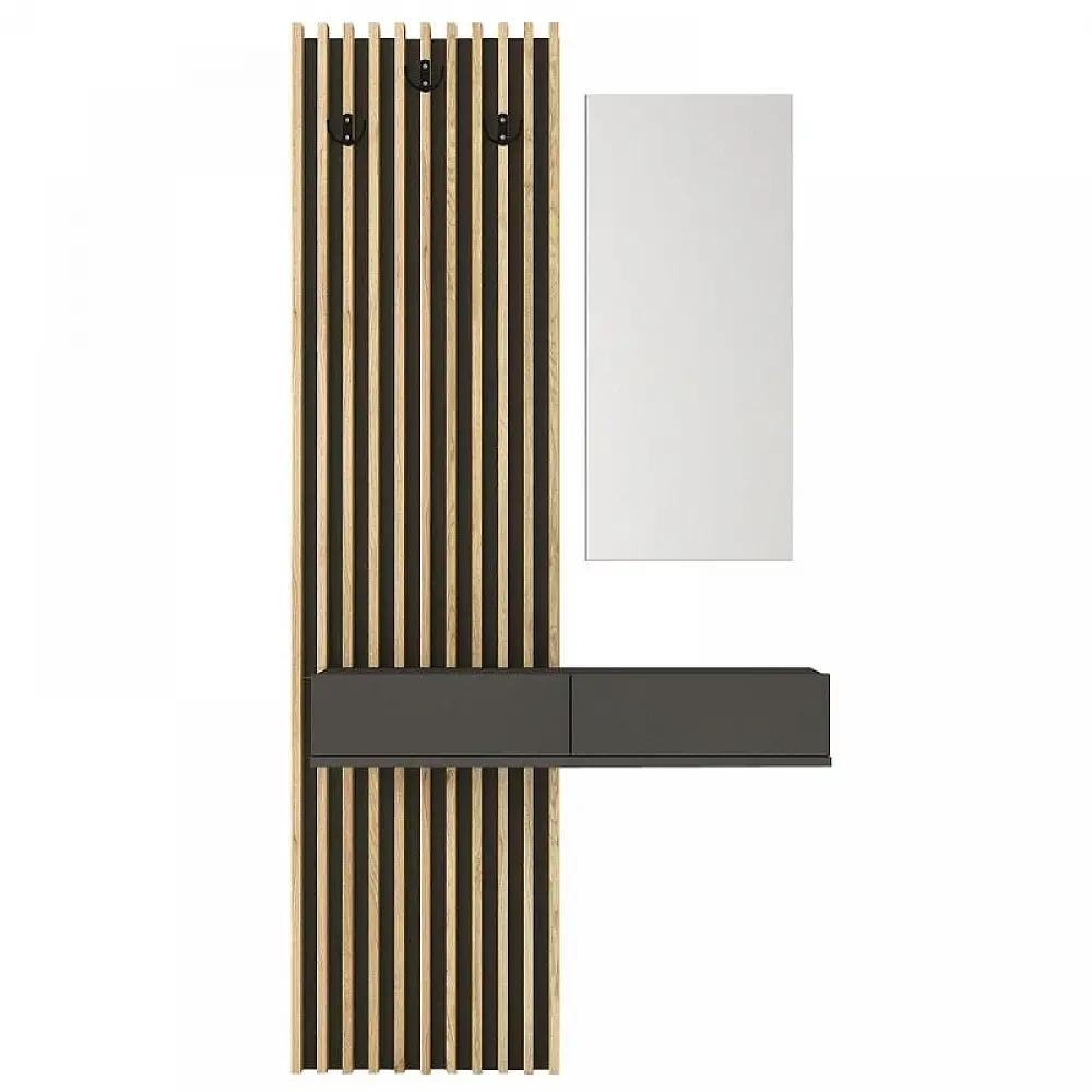 Έπιπλο εισόδου Elois Megapap χρώμα ανθρακί - sepet oak 96,6x26,8x195,5εκ. | GP042-0359,1