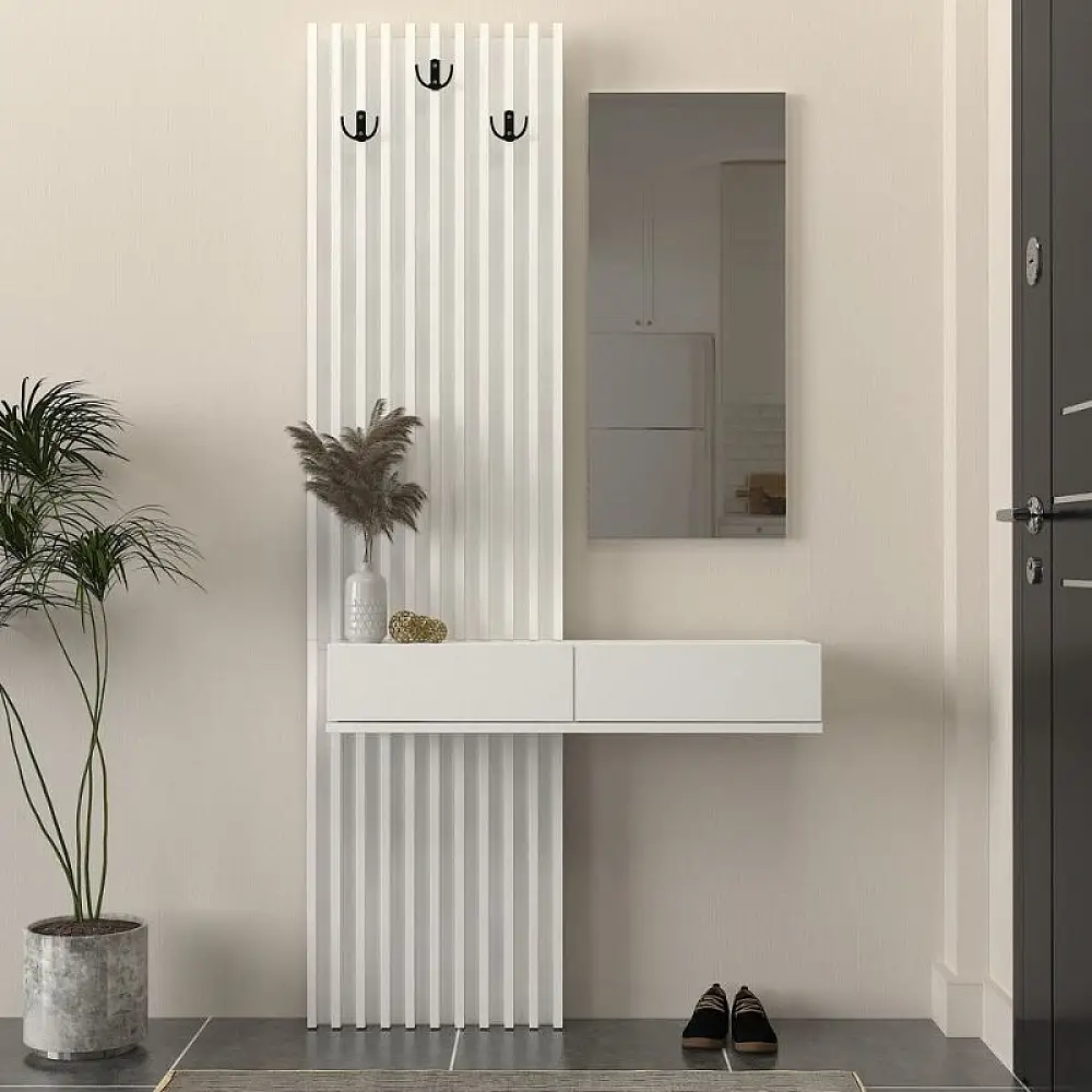 Έπιπλο εισόδου Elois Megapap χρώμα λευκό 96,6x26,8x195,5εκ. | GP042-0359,2