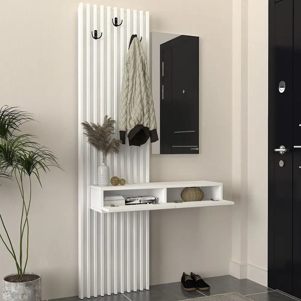 Έπιπλο εισόδου Elois Megapap χρώμα λευκό 96,6x26,8x195,5εκ. | GP042-0359,2