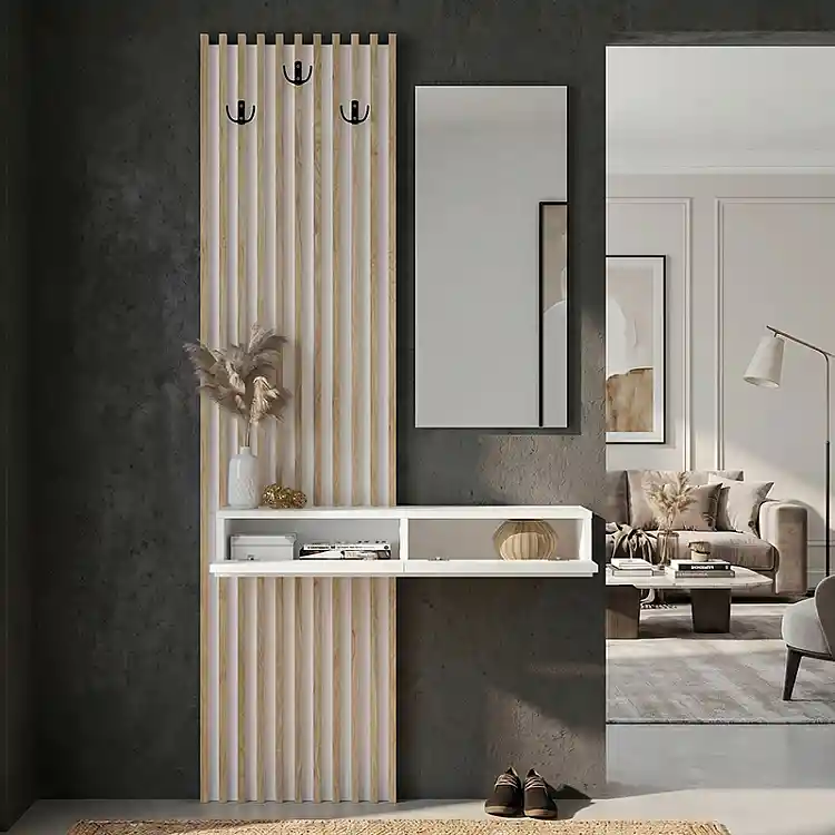Έπιπλο εισόδου Elois Megapap χρώμα λευκό - sepet oak 96,6x26,8x195,5εκ. | GP042-0359,3